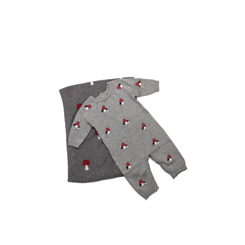 Set de Mameluco y Cobija de Hongos para Bebé