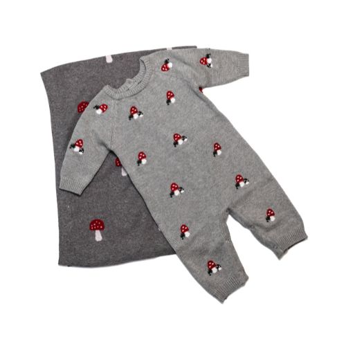 Set de Mameluco y Cobija de Hongos para Bebé