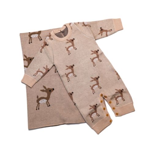 Set de Mameluco y Cobija de Venados para Bebé